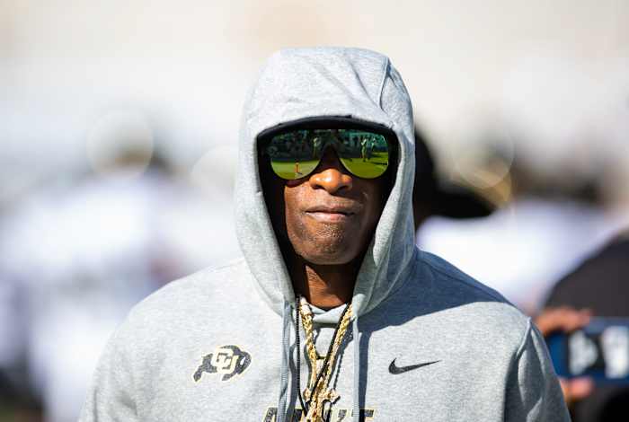 Colorado Buffaloes head coach Deion Sanders prior to the game against the Arizona State Sun Devils at Mountain America Stadium, Home of the ASU Sun Devil